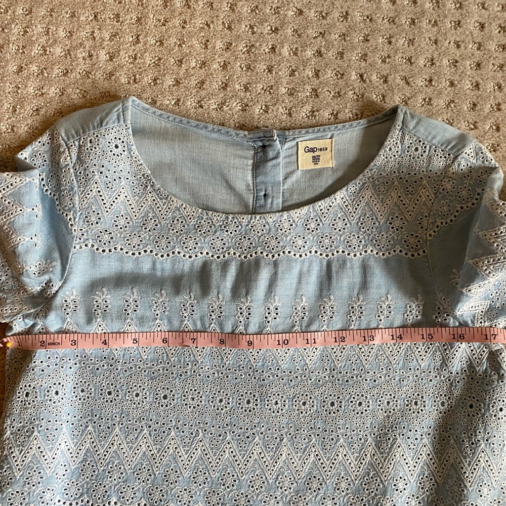 GAP Light Blue Eyelet Blouse